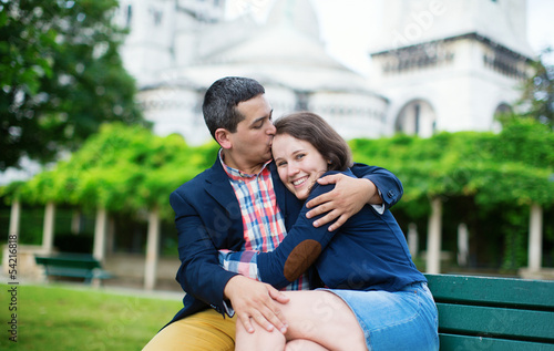 Photo: Couple on the bench near Sacre-Coeur Couple on the bench near Sacre-Coeur