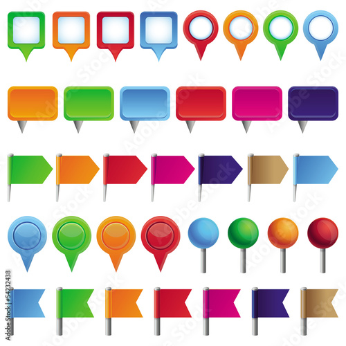 Vector: Vector collection with pins and marks Vector collection with pins and marks