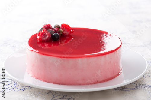 Photo: Red fruits mousse on a dish Red fruits mousse on a dish