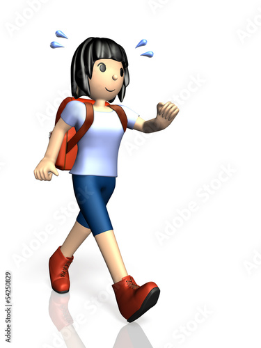 Illustration: Young girl is enjoying hiking. Young girl is enjoying hiking.