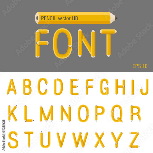 Vector: Pencil Font vector. Creative type design. Education school abc Pencil Font vector. Creative type design. Education school abc