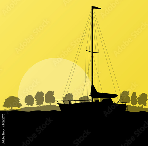 Vector: Yacht, boat sailing vector background Yacht, boat sailing vector background