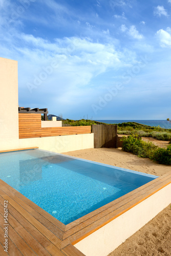 Photo: Swimming pool by luxury sea view villa, Peloponnes, Greece Swimming pool by luxury sea view villa, Peloponnes, Greece
