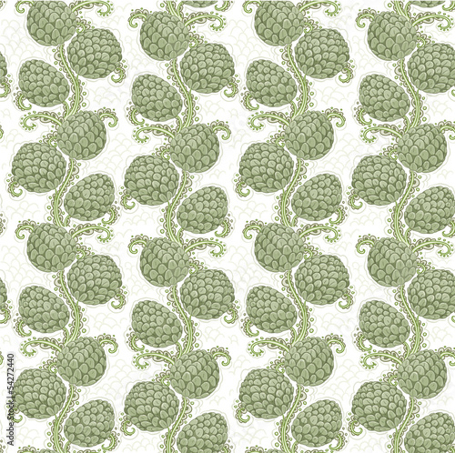 Illustration: Big seamless decorative pattern of hop cones Big seamless decorative pattern of hop cones