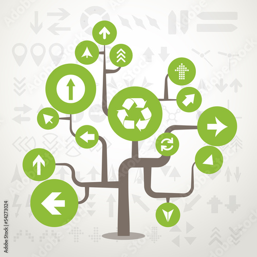 Vector: Abstract green tree with different arrows Abstract green tree with different arrows