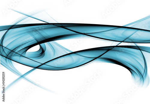 Illustration: Abstract blue waves composition on white background Abstract blue waves composition on white background
