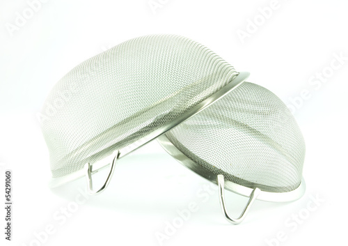 Photo: metal sieves isolated metal sieves isolated