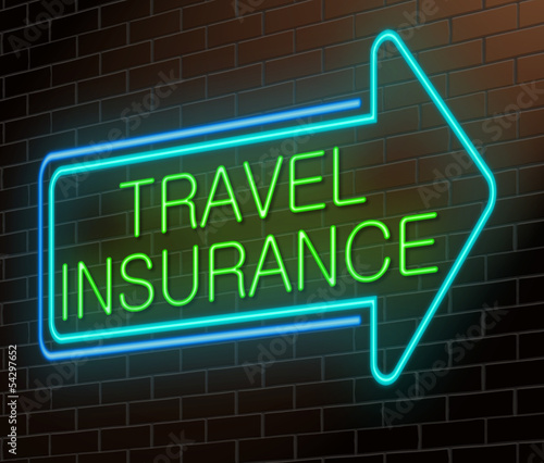 Illustration: Travel insurance sign. Travel insurance sign.