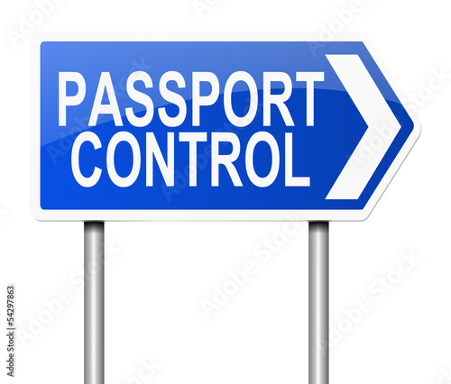 Illustration: Passport control sign. Passport control sign.