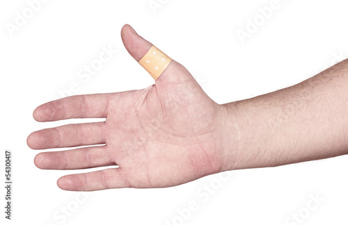 Photo: hands with band-aid adesive plaster hands with band-aid adesive plaster