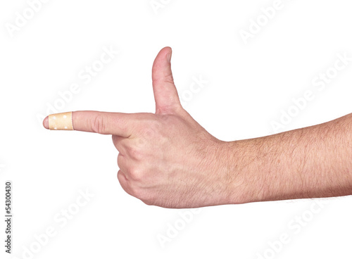 Photo: hands with band-aid adesive plaster hands with band-aid adesive plaster