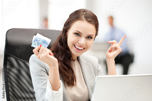 Photo: pensive businesswoman with cash money pensive businesswoman with cash money