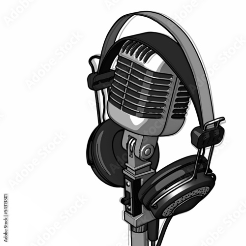 Illustration: Microphone and headphones Microphone and headphones