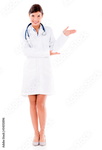 Photo: Female doctor showing something Female doctor showing something