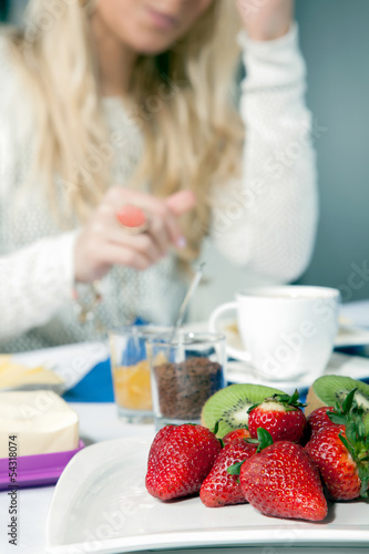 Photo: Plate of ripe strawberries for breakfast Plate of ripe strawberries for breakfast