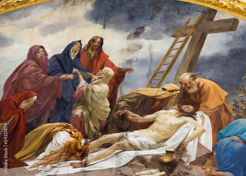 Photo: Vienna - Fresco of Deposition of the corss - Schottenkirche Vienna - Fresco of Deposition of the corss - Schottenkirche