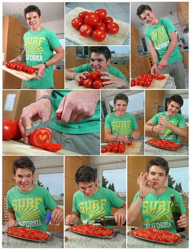 Photo: Collage - Tomaten schneiden Collage - Tomaten schneiden