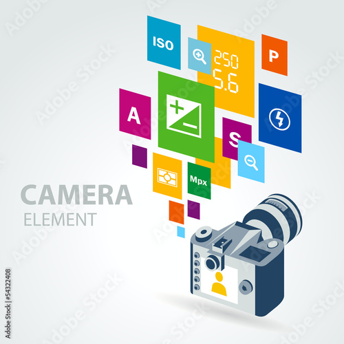 Vector: photo camera element icons photo camera element icons