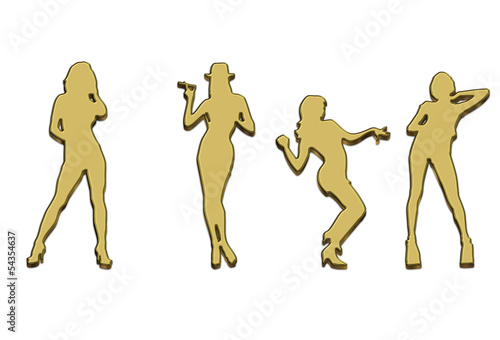 Illustration: Collection of 3D Gold Silhouettes Collection of 3D Gold Silhouettes