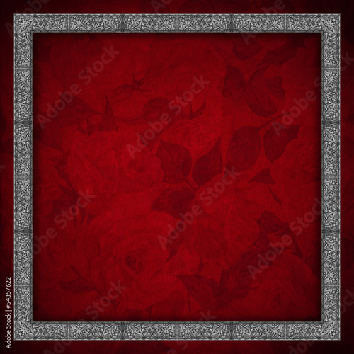 Illustration: Red Velvet Background - Roses Flowers Red Velvet Background - Roses Flowers