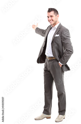 Photo: Happy business man presenting with copy space for your text Happy business man presenting with copy space for your text
