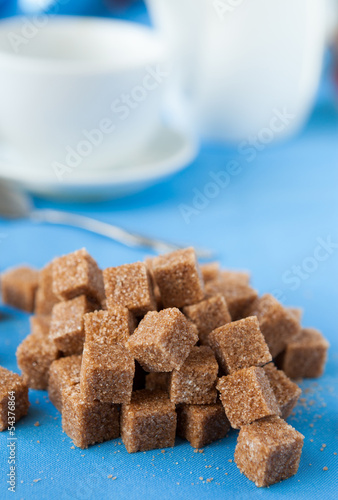 Photo: refined cane sugar on the table refined cane sugar on the table