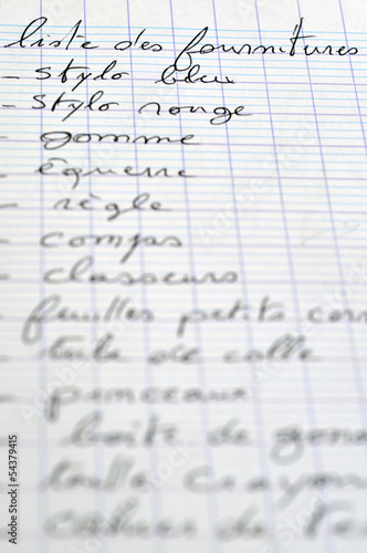 Photo: Liste des fournitures scolaires Liste des fournitures scolaires