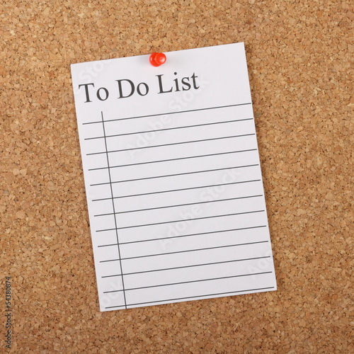 Photo: A To Do List pinned to a notice board A To Do List pinned to a notice board
