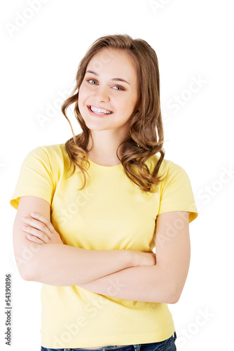 Photo: Portrait of a young caucasian teen girl. Portrait of a young caucasian teen girl.