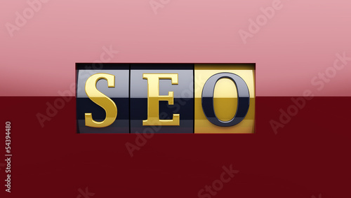 Illustration: SEO on shiny roller with gold color SEO on shiny roller with gold color