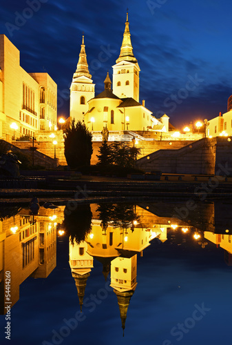 Photo: Zilina - Trinity Cathedral, Slovakia at night Zilina - Trinity Cathedral, Slovakia at night