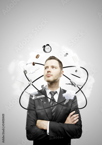 Photo: young businessman thinking young businessman thinking
