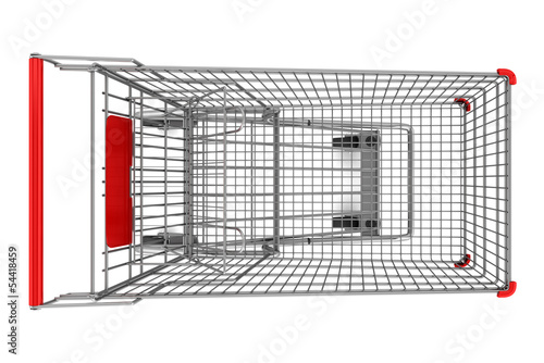 Illustration: top view of empty shopping cart isolated on white background top view of empty shopping cart isolated on white background