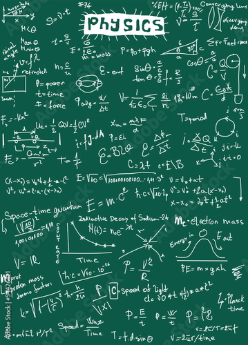 Illustration: Doodle physics formulas background, texture and pattern Doodle physics formulas background, texture and pattern