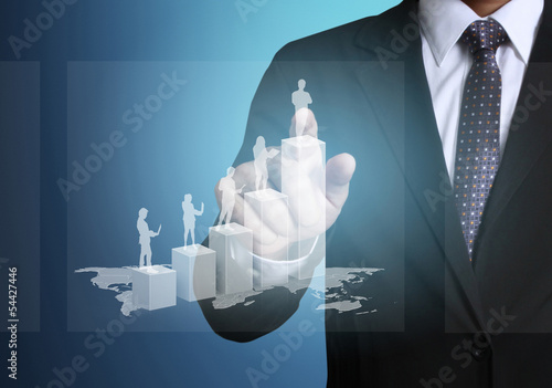 Photo: financial symbols coming from hand financial symbols coming from hand