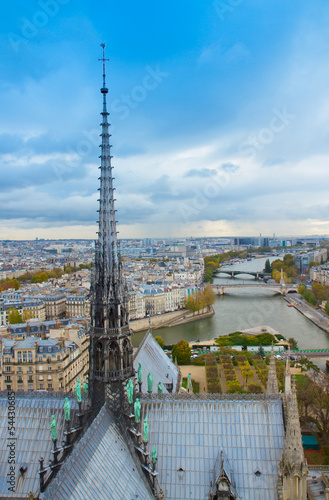 Photo: spire of Notre Dam and skyline of Paris spire of Notre Dam and skyline of Paris
