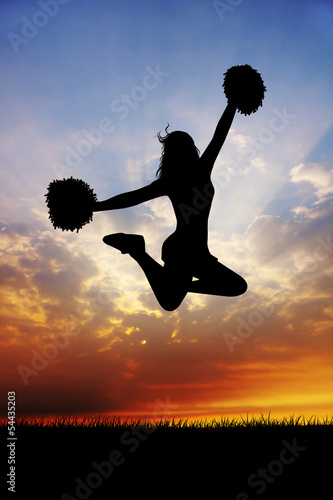 Illustration: Cheerleader at sunset Cheerleader at sunset