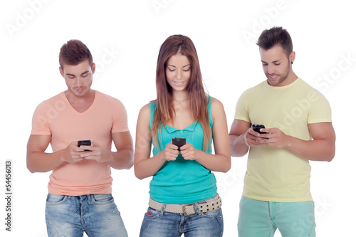 Photo: Friends with mobiles Friends with mobiles