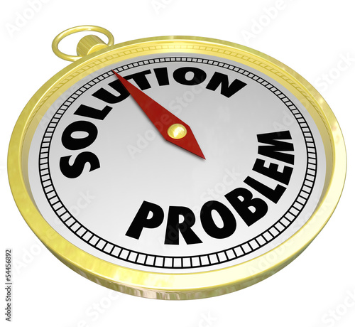 Illustration: Problem Vs Solution Gold Compass Leading to Answer Challenge Problem Vs Solution Gold Compass Leading to Answer Challenge
