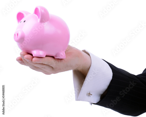Photo: businessman coinbank businessman coinbank