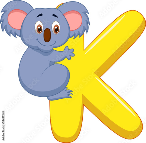 Vector: Alphabet K with Koala cartoon Alphabet K with Koala cartoon