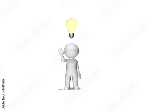 Illustration: Figure with light bulb concept Figure with light bulb concept