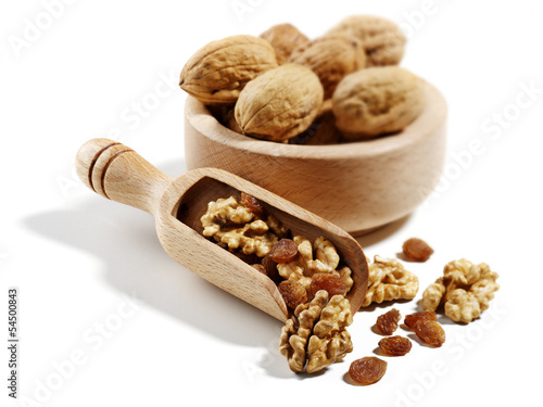 Photo: walnuts and raisins walnuts and raisins
