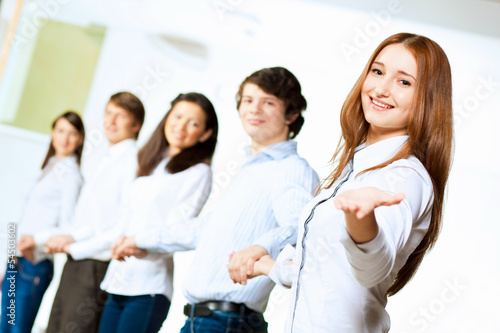 Photo: Five students smiling Five students smiling