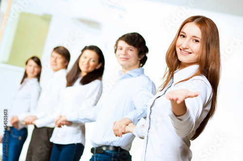 Photo: Five students smiling Five students smiling