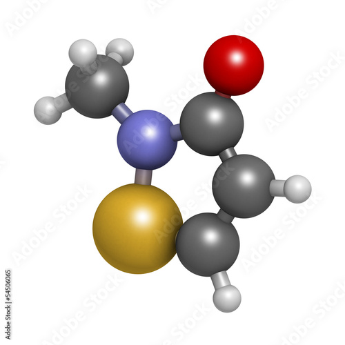 Illustration: Methylisothiazolinone (MIT, MI) preservative molecule Methylisothiazolinone (MIT, MI) preservative molecule