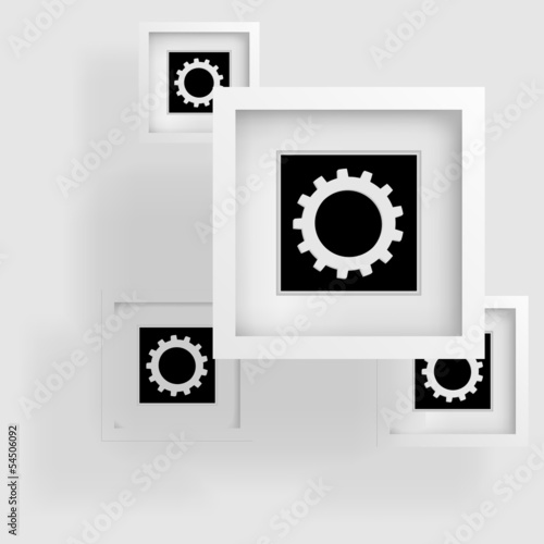 Vector: cogwheels, abstract frame and shadow on the surface cogwheels, abstract frame and shadow on the surface