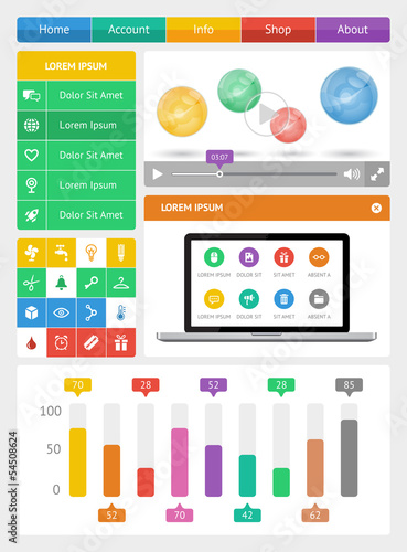 Vector: Ui, infographics and web elements including flat design Ui, infographics and web elements including flat design