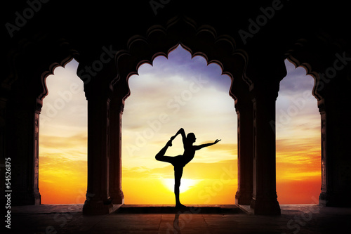 Photo: Yoga silhouette in temple Yoga silhouette in temple