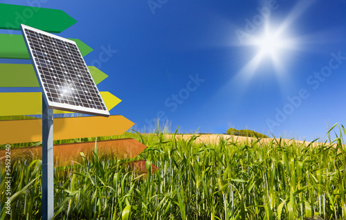 Photo: Label of European energy-saving Ecological renewable solar pane Label of European energy-saving Ecological renewable solar pane